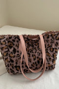 Leopard Print Faux Fur Tote Bag with Zip Closure - Gloss & Grit