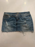 Almost Famous distressed denim micro mini skirt, front view