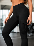 Avanova Black Cargo Leggings – cargo pocket detail