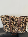 Leopard Print Faux Fur Tote Bag with Zip Closure - Gloss & Grit