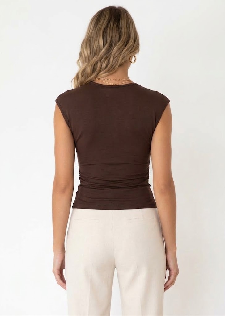 Cocoa Tie-Front Cutout Top