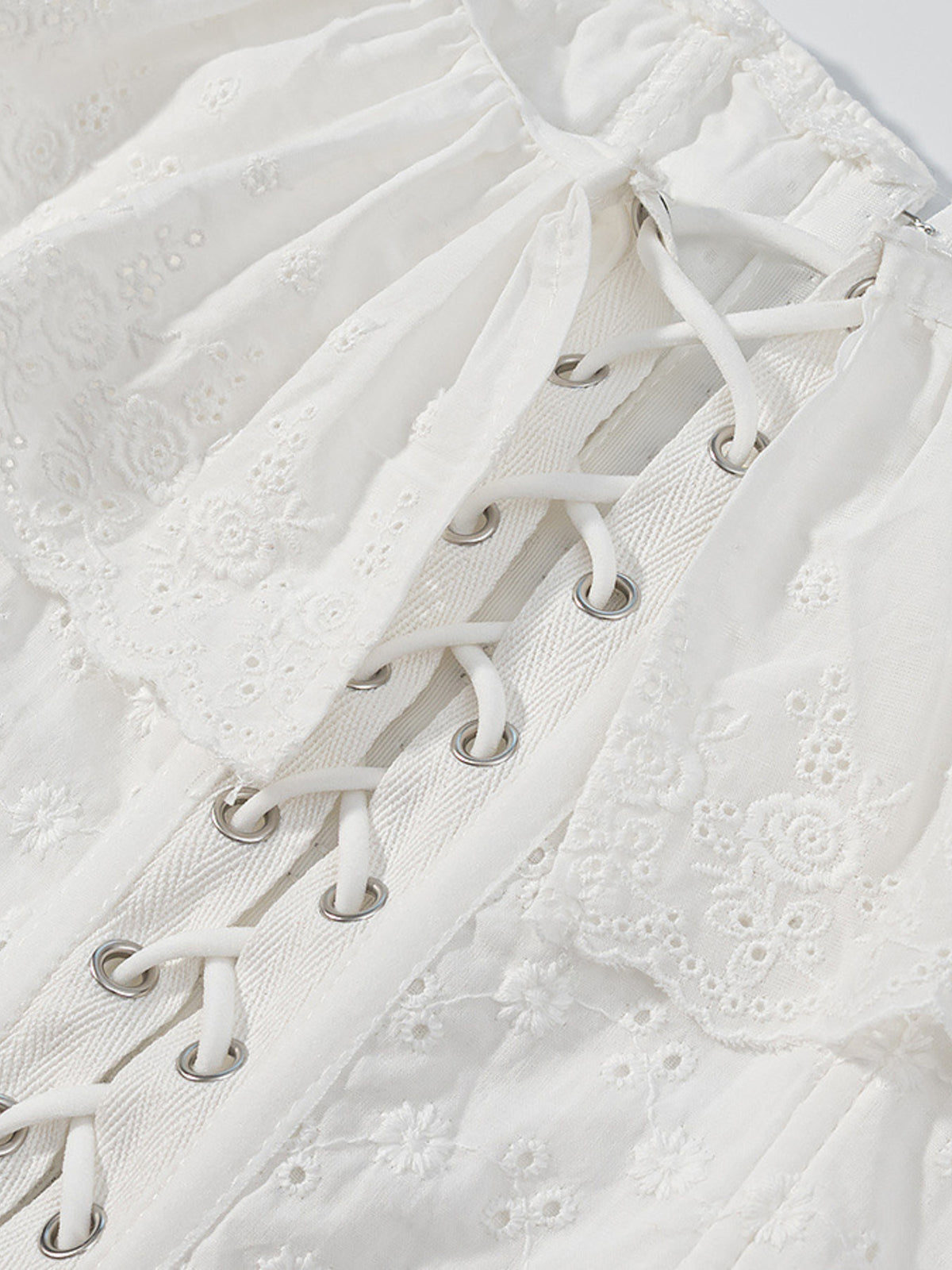White Eyelet Ruffle Trim Corset Tank - Gloss & Grit