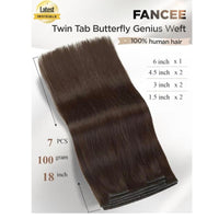 FANCEE 18” Butterfly Weft Human Hair Extensions – 100g Remy Hair (Brown)
