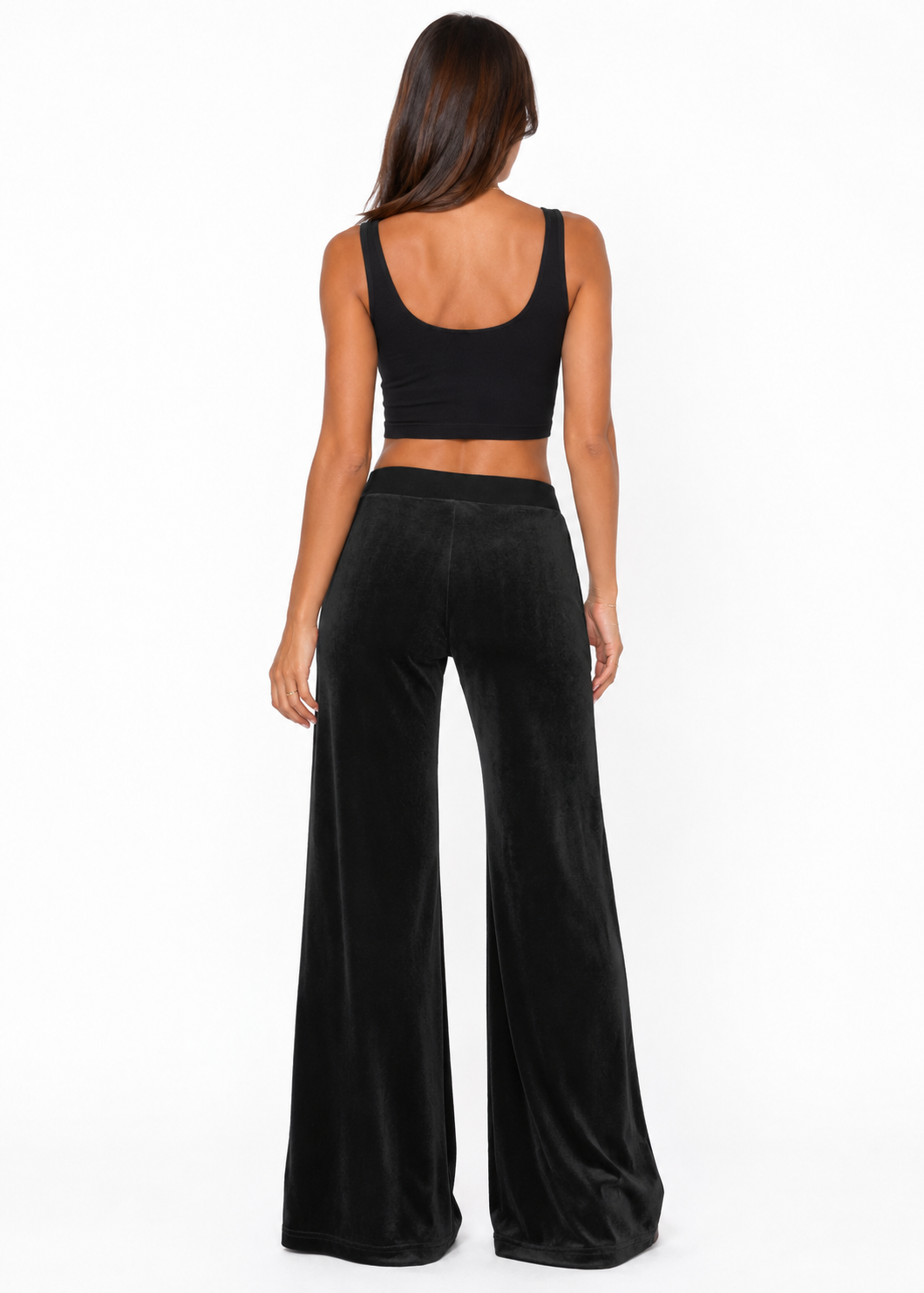 Black Velvet Wide Leg Sweatpants - Gloss & Grit