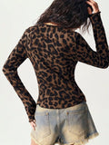 Leopard Print Button-Down Top Long Sleeve Fitted Everyday Shirt - Gloss & Grit