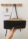 Calla black and tan striped woven drawstring bag, supplier detail