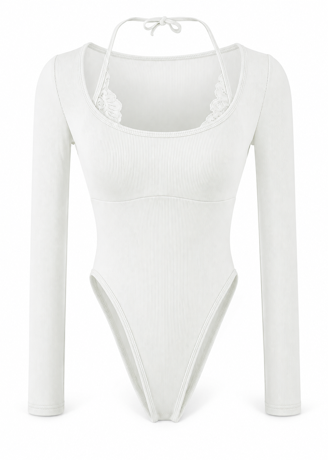 Cielle Lace Halter Bodysuit white front