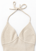Close-up of Cotton On cream halter neckline and knit texture