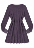 Back studio flat lay of Daisy Fuentes purple metallic mini dress