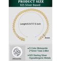 Sterling Silver 14K Gold Plated 2.5mm Round Cut Moissanite Tennis Bracelet - Gloss & Grit