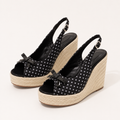 Dottie Bow Wedge Sandals - Black - Gloss & Grit
