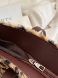 Leopard Print Faux Fur Tote Bag with Zip Closure - Gloss & Grit