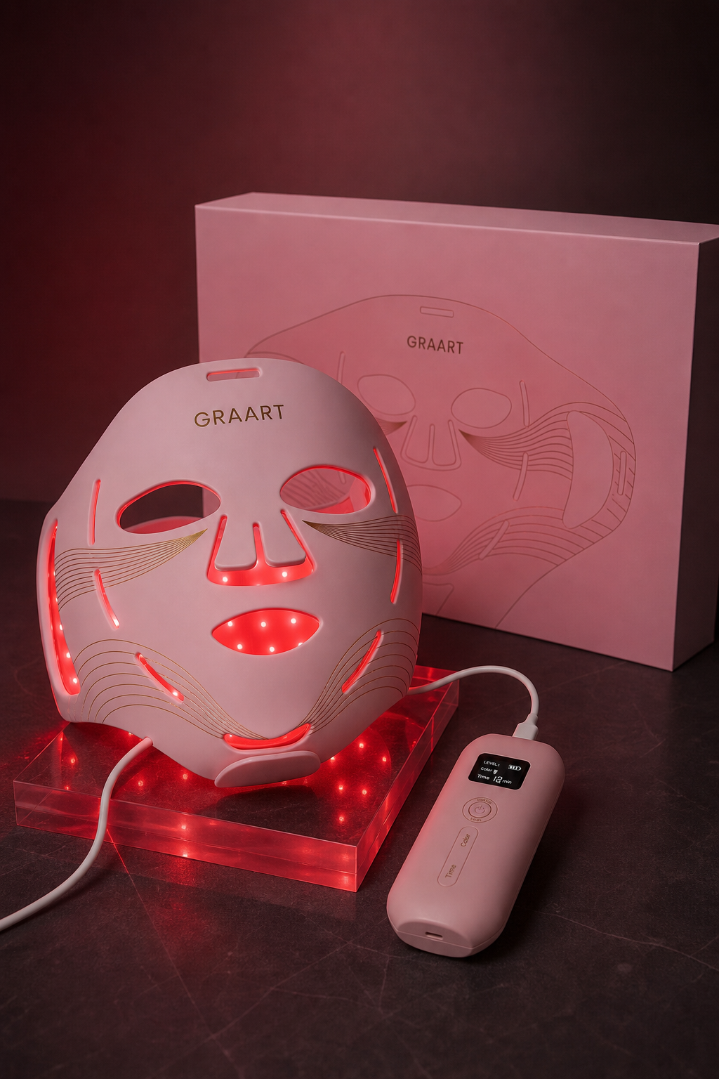 Pink LED face and jaw mask giveaway prize