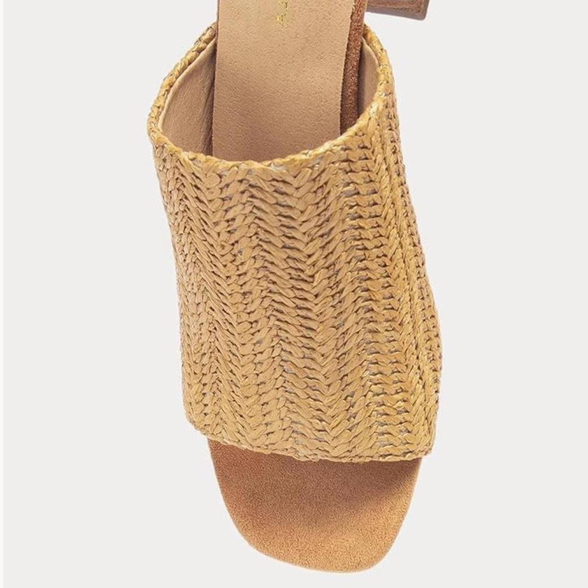 Newbella Square Toe Raffia Block Heel Slide Sandals Size 8.5 - Gloss & Grit