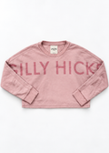 Gilly Hicks pink cropped graphic sweatshirt, studio flat lay front view