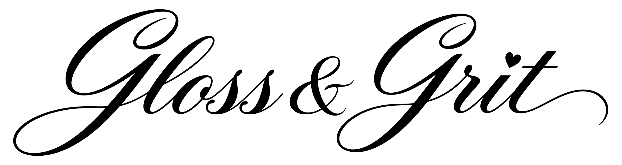 Gloss & Grit heart script header logo