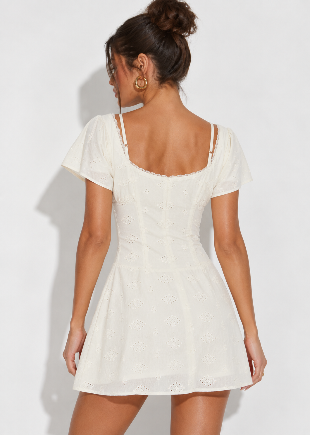 Harmony Lace Mini Dress ivory back view