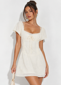 Harmony Lace Mini Dress ivory front view