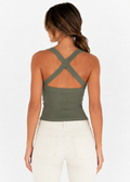 Hollis Square Neck Cami in army green back view