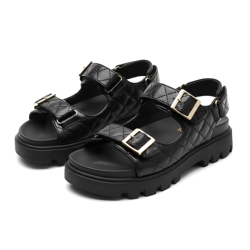 Women’s Quilted Open Toe Platform Sandals Strap Casual Slide Shoes