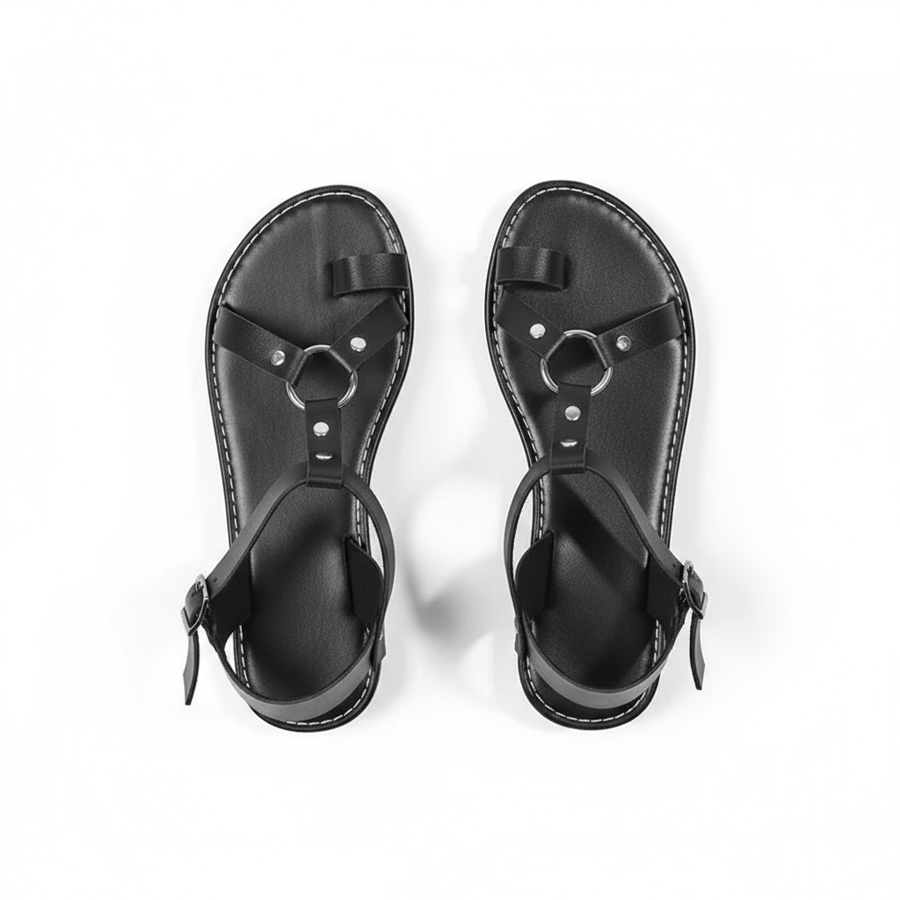 Women’s Toe Loop Flat Sandals Minimal Strappy Design Summer Casual Shoes