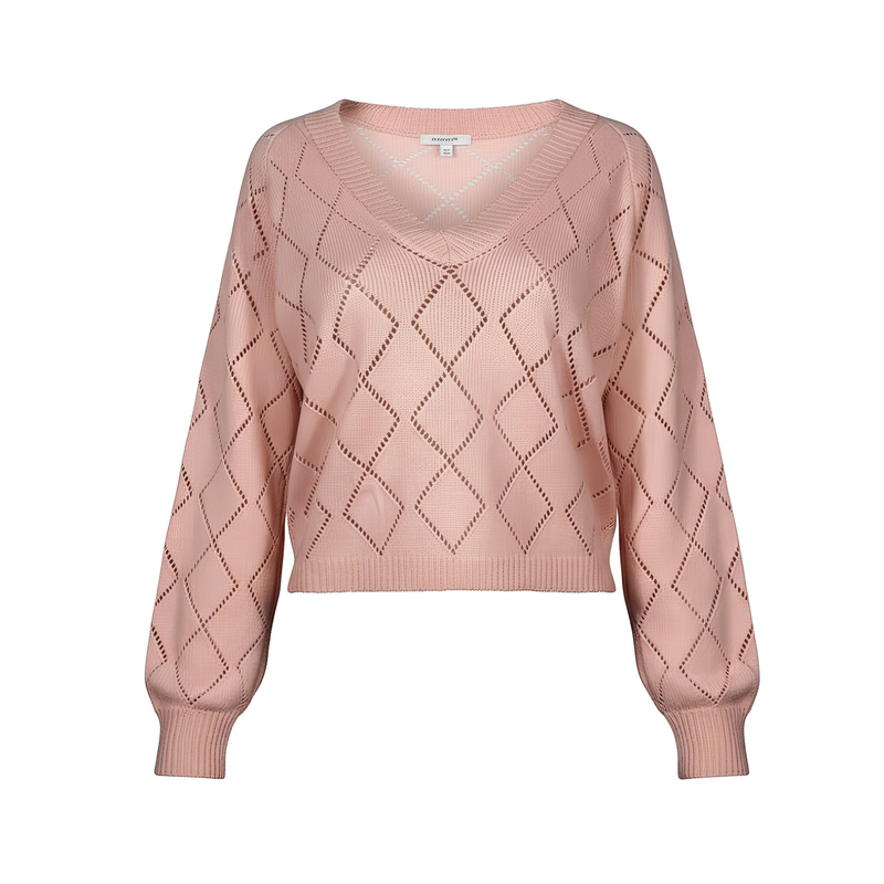 Women's Soft Pink Lightweight V‑Neck Sweater — Cozy Pullover