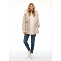 Women’s Faux Fur Hooded Parka Coat – Warm Winter Jacket, Drawstring Waist