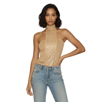 Women's Crystal Embellished Sequin Halter Top – Glam Party Y2K Tank Top