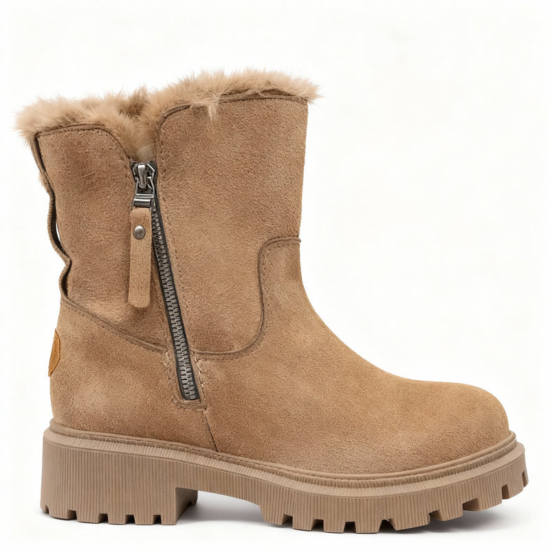 Women’s Side-Zip Fleece-Lined Winter Boots – Warm Waterproof Slip-Resistant