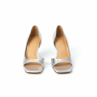 Women’s Leather Square-Toe Block Heels with Ankle Strap – French Retro Sandals