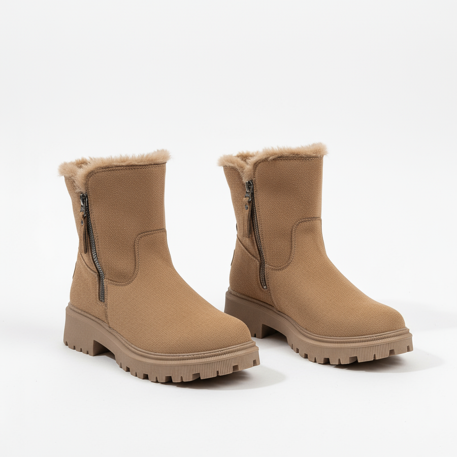 Women’s Side-Zip Fleece-Lined Winter Boots – Warm Waterproof Slip-Resistant