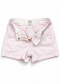 J.Crew light pink chino shorts closure and size 6 label detail on white studio background