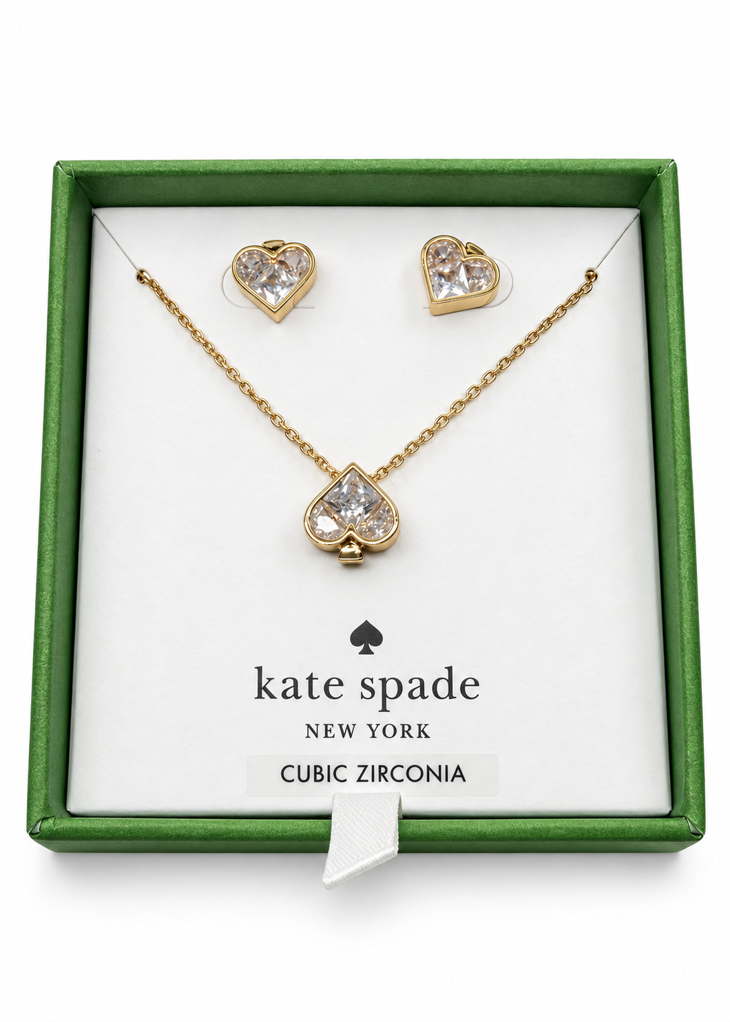 kate spade So Spade necklace and stud earring set in a green gift box