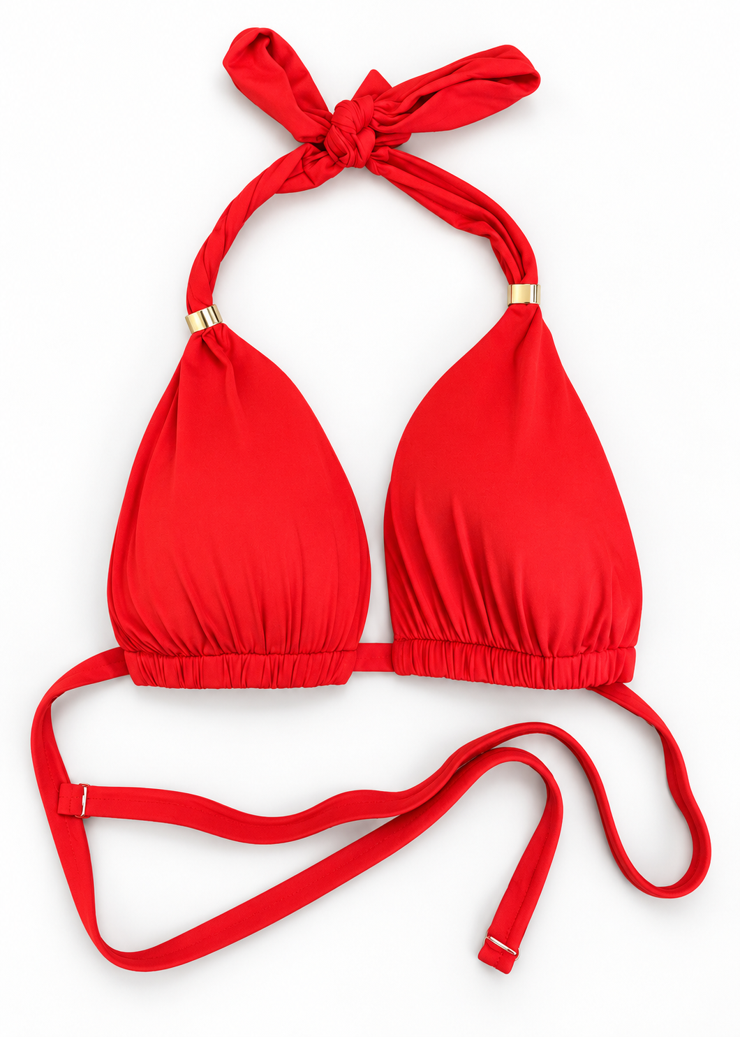 Lauren Ralph Lauren red halter bikini top with gold-tone hardware