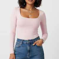 Women's Soft Stretch Long Sleeve Scoop Neck Top - Essential Basic Layering Tee