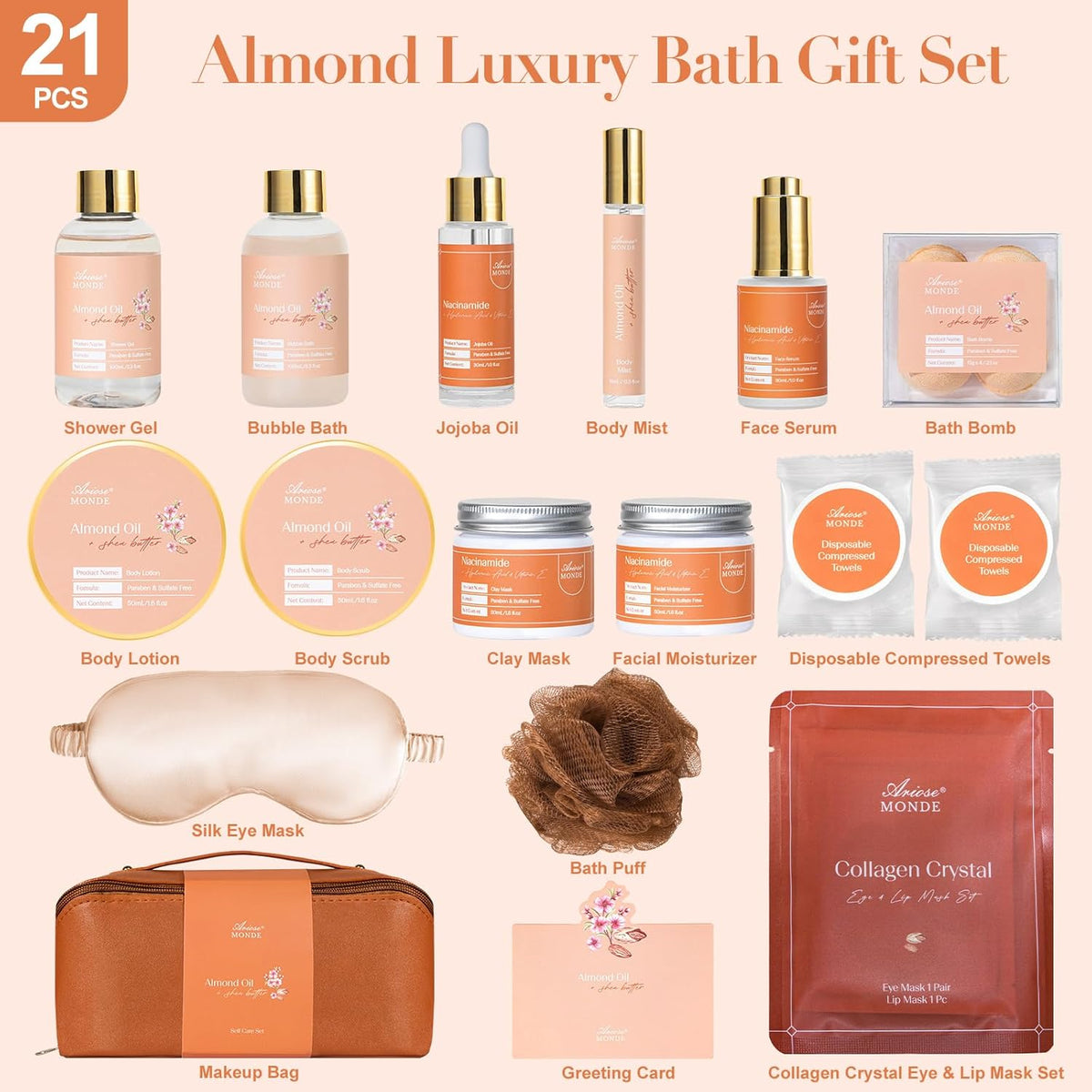 Luxury Spa Gift Set for Women – 21 Piece Bath & Skincare Kit
