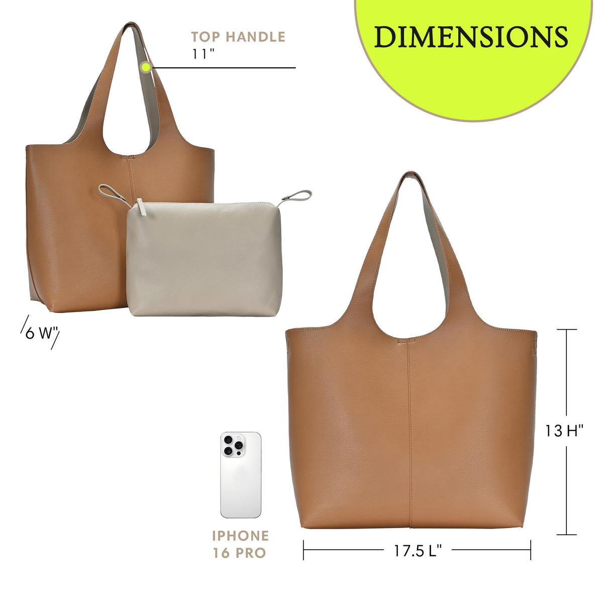 Madison West Elle Tote 2-in-1 Vegan Leather Tan Tote Bag