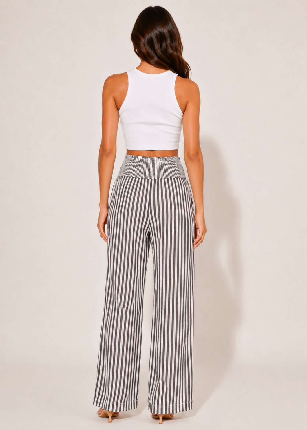 Marina Striped Wide-Leg Pants front