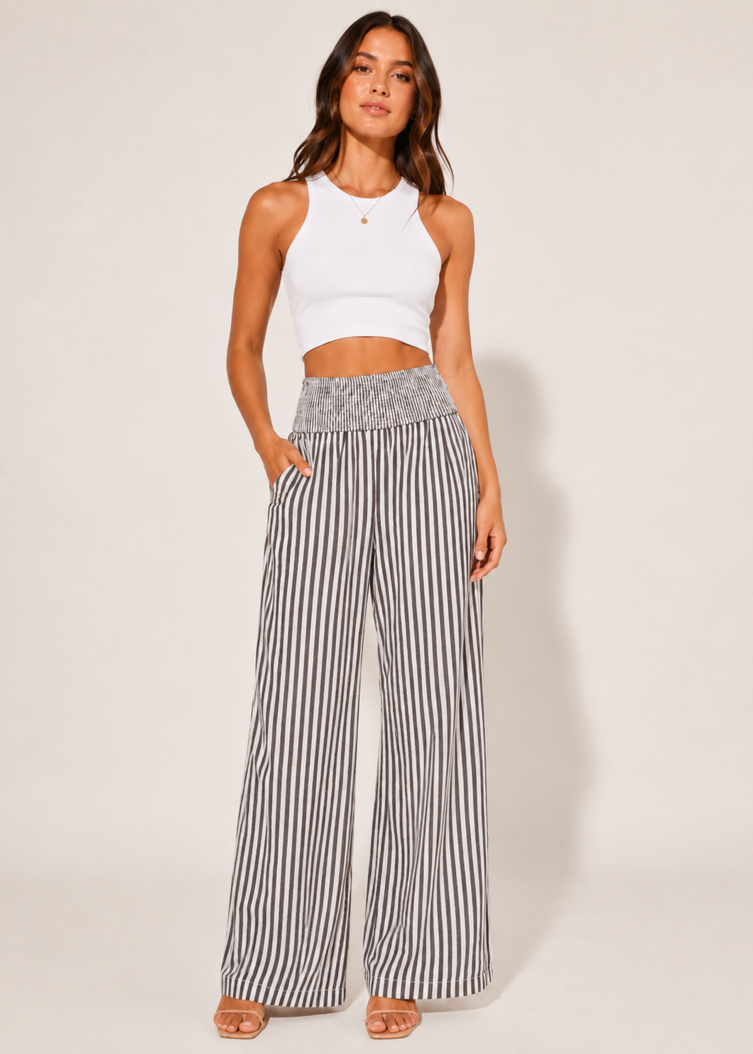 Marina Striped Wide-Leg Pants front