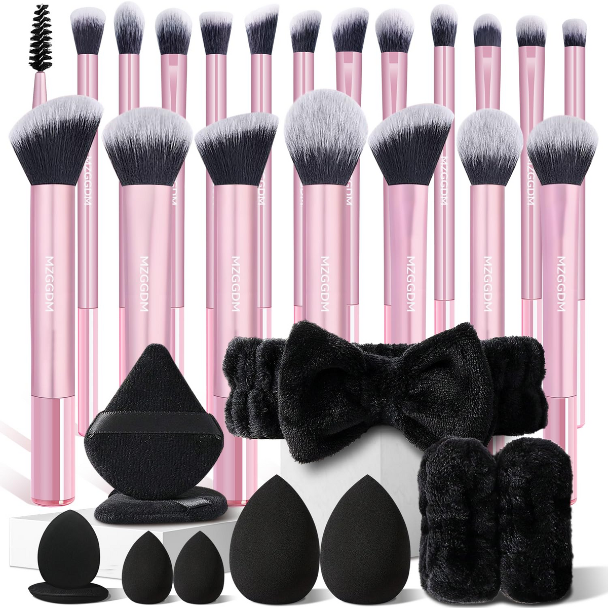 Pink makeup brush for powder blush foundation and blending