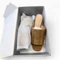Newbella raffia block heel sandals packaged in original open shoebox