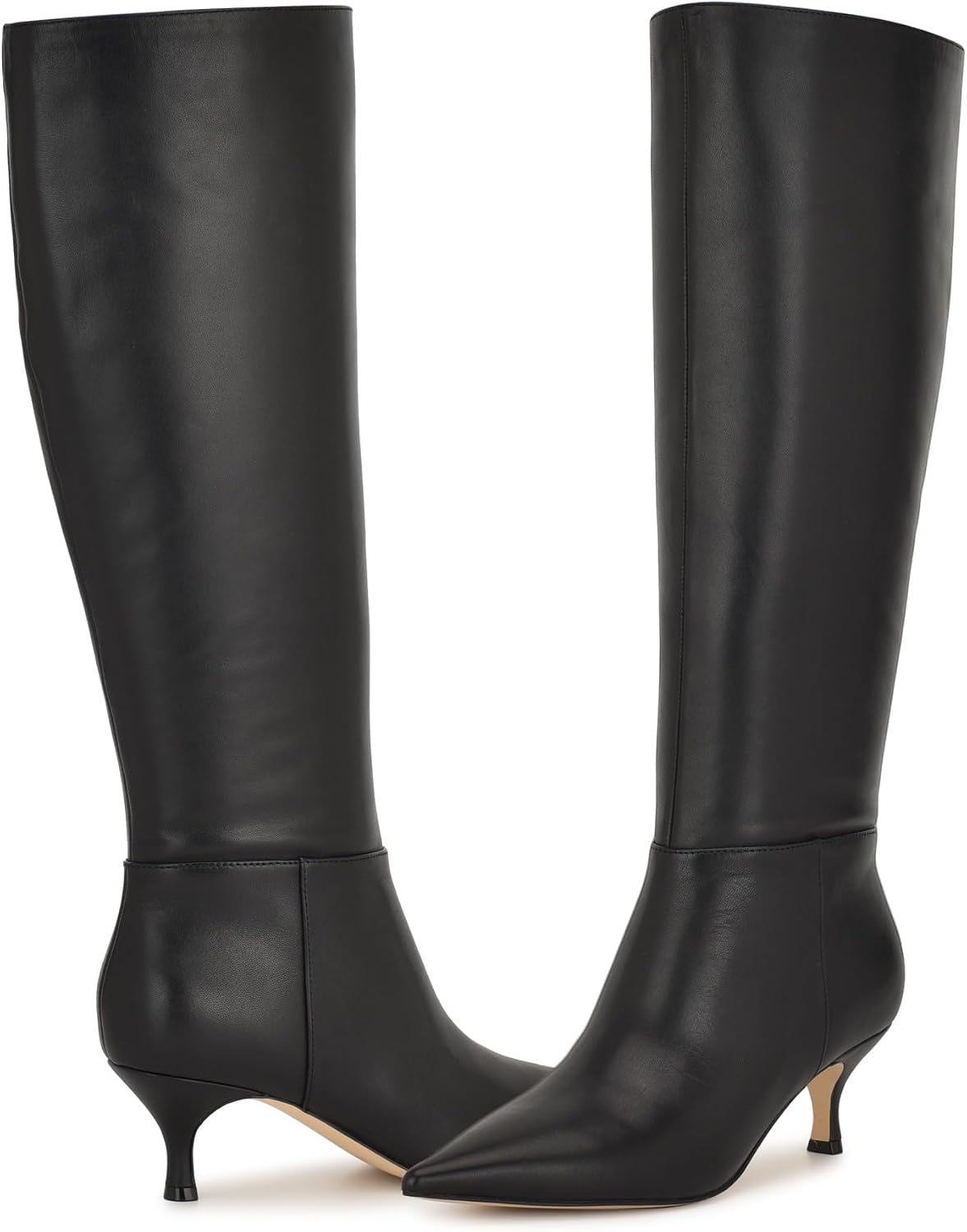 Nine West Somas wide calf boots in black leather, pair view