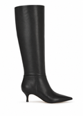Nine West Somas wide calf boots in black leather, side view