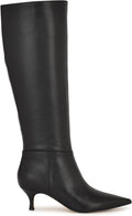 Nine West Somas wide calf boots in black leather, side view