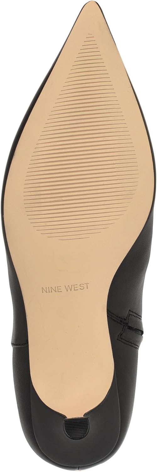 Nine West Somas wide calf boots in black leather, sole view