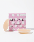 Sticky Boobs reusable silicone nipple covers in light, cup size C-D, with box