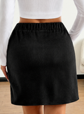 Pink Queen Sloane black faux suede mini skirt back view