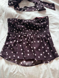 Princess Polly polka dot strapless top, smocked back and matching scarf