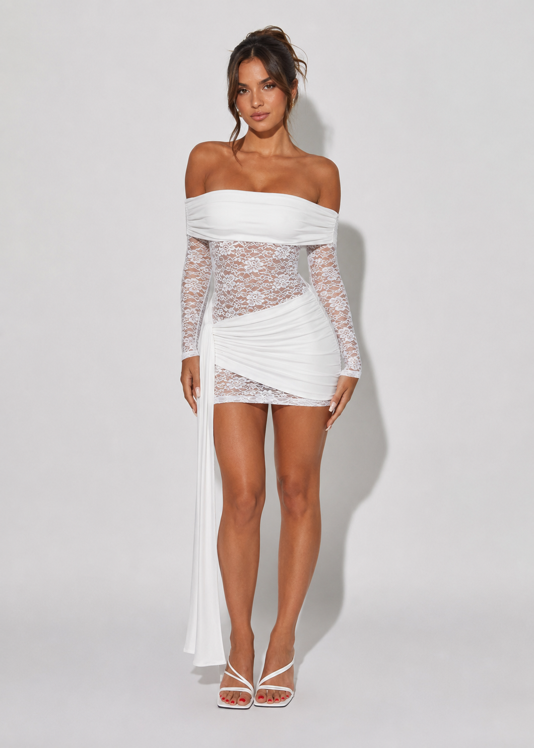 White Raven Mini Dress front studio photo