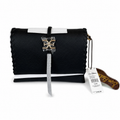 Sam Edelman Sylvia black and white fold-over crossbody bag front view